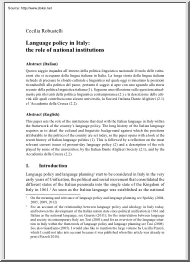 Cecilia Robustelli - Language Policy in Italy, The Role of National Institutions