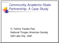 O. Fahina Tavake-Pasi - Community-Academic-State Partnership, A Case Study