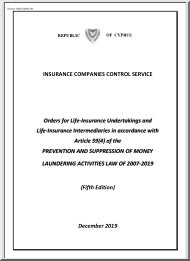 Orders for Life-Insurance Undertakings and Life-Insurance Intermediaries in accordance with Article 59 4 of the Prevention and Suppression of Money Laundering Activities Law of 2007-2019