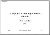 Csink László - A digitális aláírás algoritmusai