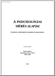 Rózsa-Nagybányai-Oláh - A pszichológiai mérés alapjai