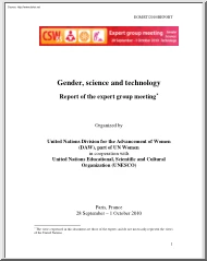 Gender, Science and Technology, Report of the Expert Group Meeting