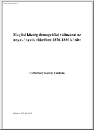 Maglód község demográfiai változásai az anyakönyvek tükrében 1876-1880 között