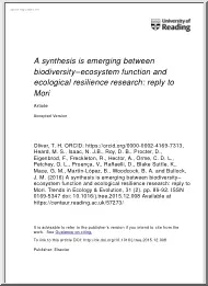 T.H. Oliver - A synthesis is emerging between biodiversity–ecosystem function and ecological resilience research, reply to Mori