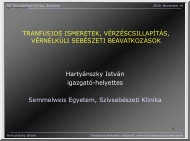 Hartyánszky István - Transfusios ismeretek, vérzéscsillapítás, vérnélküli sebészeti beavatkozások