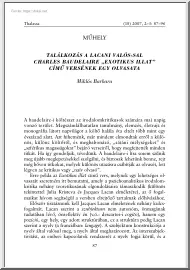 Miklós Barbara - Találkozás a Lacani Valós-sal, Charles Baudelaire Exotikus Illat című versének egy olvasata