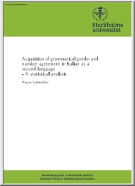 Magnus Gudmundson - Acquisition of Grammatical Gender and Number Agreement in Italian as a Second Language