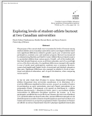 Charbonneau-Bush-Forneris - Exploring Levels of Student Athlete Burnout at Two Canadian Universities