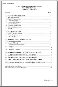 SVAA Baseball, Softball, Tball Coaches Manual