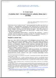 Dr. Kovács Gyula - A Lakatos Jani, In memoriam dr. Lakatos János nyá. r. ezredes