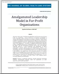 Ayodele Cole Benson - Amalgamated Leadership Model in For Profit Organizations