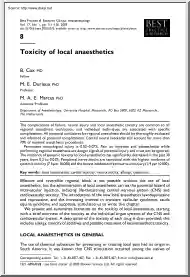 Cox-Durieux-Marcus - Toxicity of Local Anaesthetics