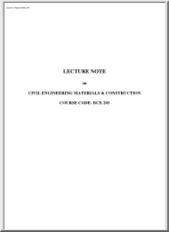 Lecture note on civil engineering materials and construction