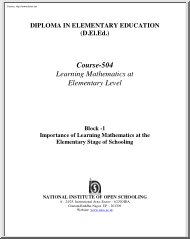 Importance of Learning Mathematics at the Elementary Stage of Schooling