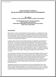 Legal Frameworks relating to Energy Development and Natural Resource Management