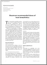 Per H. Rosenberg - Maximum Recommended doses of Local Anaesthetics
