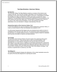 Test Specifications, American History