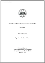 Andrea Kosáros - The Role of Sustainability in Environmental Education
