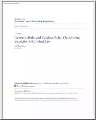 Meir Dan Cohen - Decisions Rules and Conduct Rules, On Acoustic Separation in Criminal Law