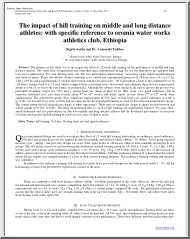 Dr. Aschenaki Taddese - The Impact of Hill Training on Middle and Long Distance Athletes, with Specific Reference to Oromia Water Works Athletics Club, Ethiopia