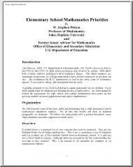 W. Stephen Wilson - Elementary School Mathematics Priorities