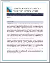 Counsel at First Appearance and Other Critical Stages