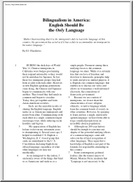 S.I. Hayakawa - Bilingualism in America, English Should Be the Only Language