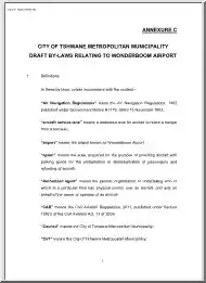 City of Tshwane Metropolitan Municipality Draft by Laws Relating to Wonderboom Airport