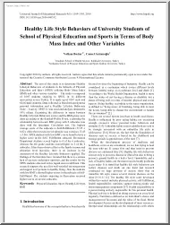Healthy Life Style Behaviors of University Students of School of Physical Education and Sports in Terms of Body Mass Index and Other Variables