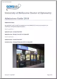 University of Melbourne Doctor of Optometry Admissions Guide 2018