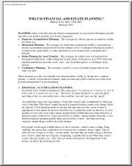 Michael Tove - What is Financial and Estate Planning