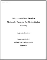 Jennifer Davidson - Active Learning in the Secondary Mathematics Classroom, The Effect on Student Learning