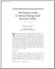 Fraser Cameron - The Future of the Common Foreign and Security Policy