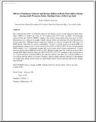 Praween Kumar Agrawal - Effects of Sedentary Lifestyle and Dietary Habits on Body Mass Index Change among adult Women in India