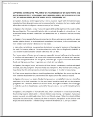 Supporting Statement to Parliament on the Enforcement of Road Traffic and Motor Regulations