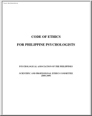 Code of Ethics, For Philippine Psychologists