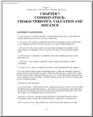 Common Stock, Characteristics, Valuation and Issuance